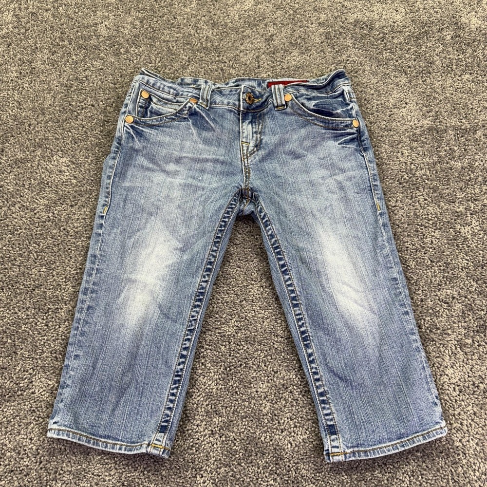Vigoss Jeans Womens 9/10 Blue Capri Medium Wash Denim Pockets Logo Casual
